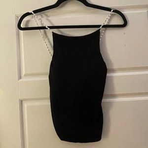 SOLD: NOT ON POSHMARK - Black Tank Top with fake pearls for straps